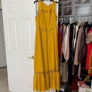 Dress the Population - Yellow Flowy Formal Maxi Dress